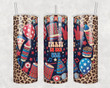 Party In The USA Tumbler, 20oz Skinny Tumbler, 4th of July Leopard Tumbler America party decor