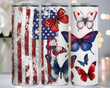 USA Flag and Butterflies 20 oz Tumbler