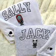 Chibi Jack and Sally Embroidered With Initials Matching Set