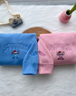 Stitch & Angel Xmas Hats Embroidered Matching Set Sweatshirt, Hoodie