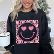 XoXo Smiley Face Sequins Glitter Valentine's Day Sweatshirt