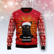 Black Cat Too Late To Be Good Ugly Christmas Sweater | For Men &amp; Women | Adult | US1517