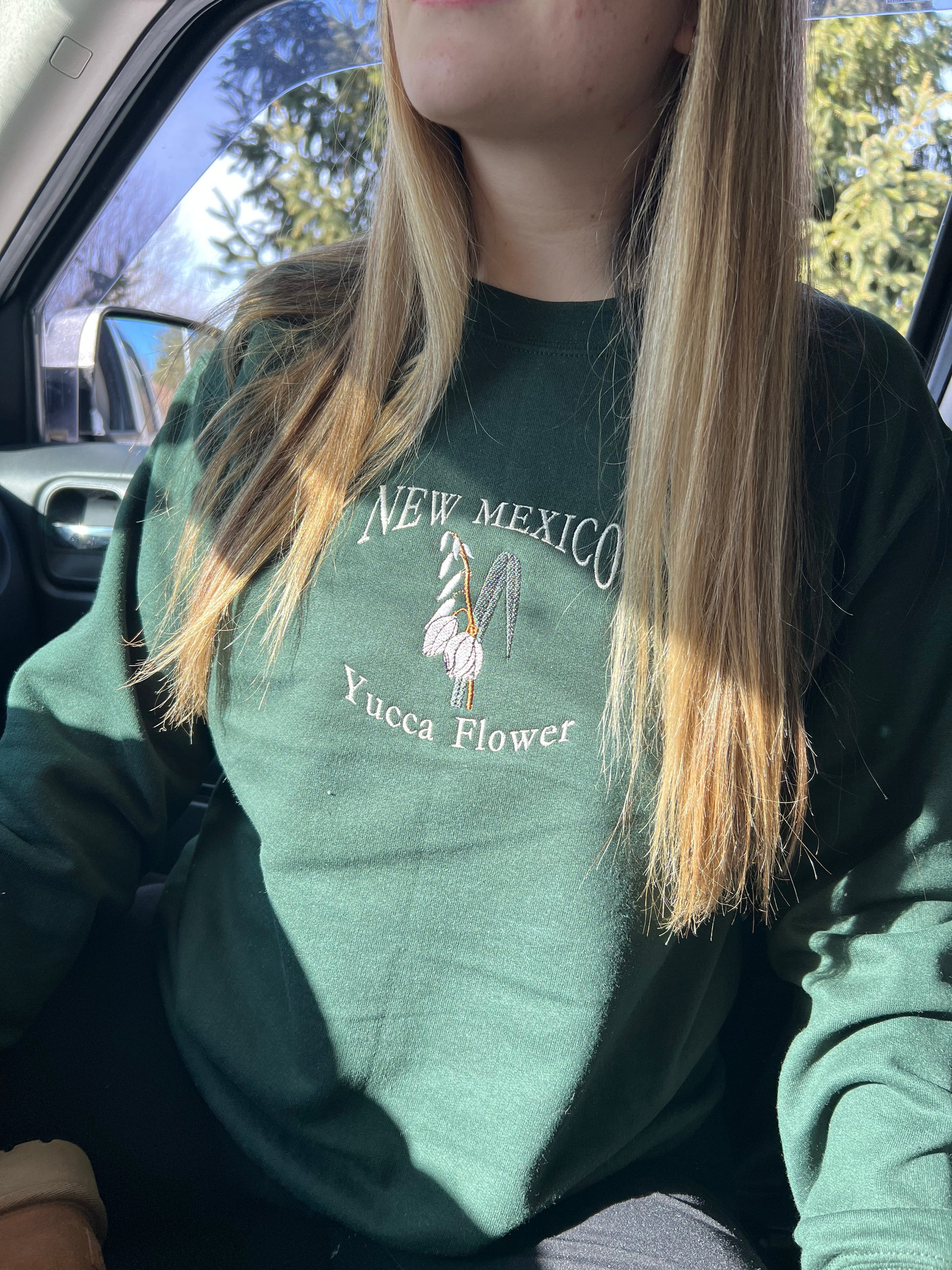 New Mexico State Flower Embroidered Crewneck