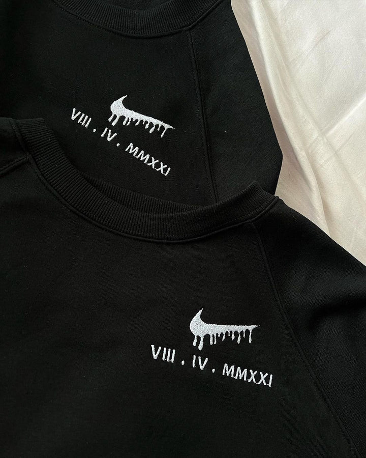 Custom made Embroidered Roman numeral sweaters and hoodies