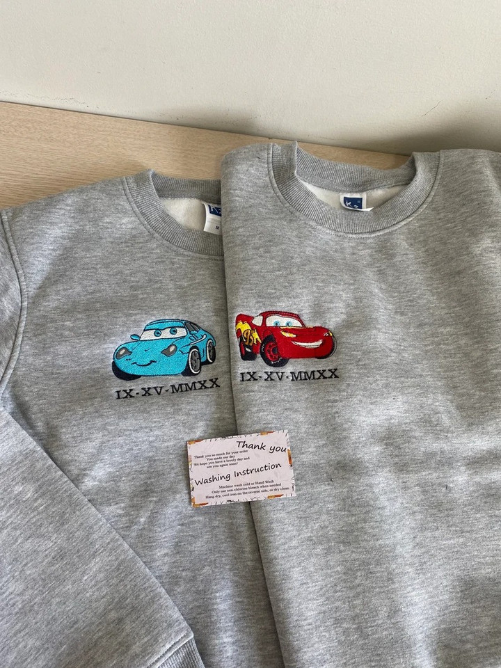 Cars Lightning Roman Numeral, Couple Matching Sweatshirt