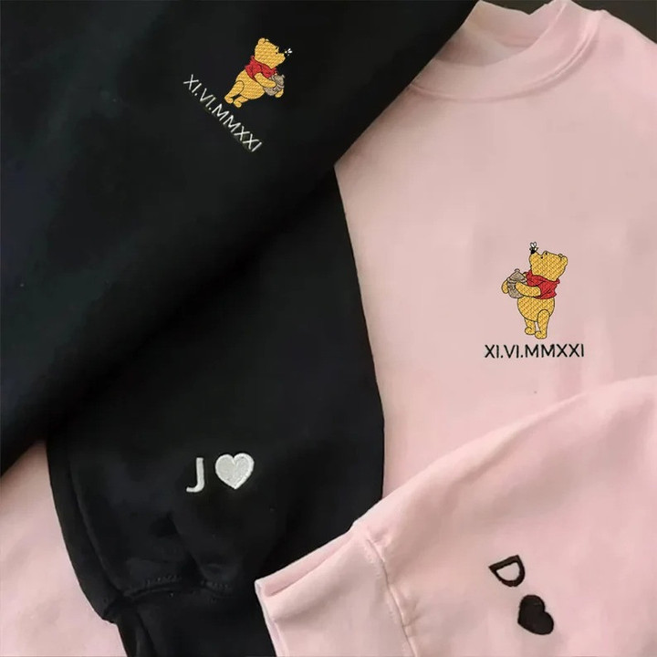 Winnie The Pooh Couple Embroidered Sweatshirt