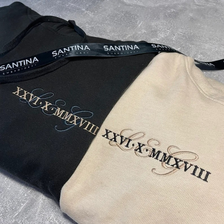 Personalised Roman numeral anniversary Embroidered Sweatshirt