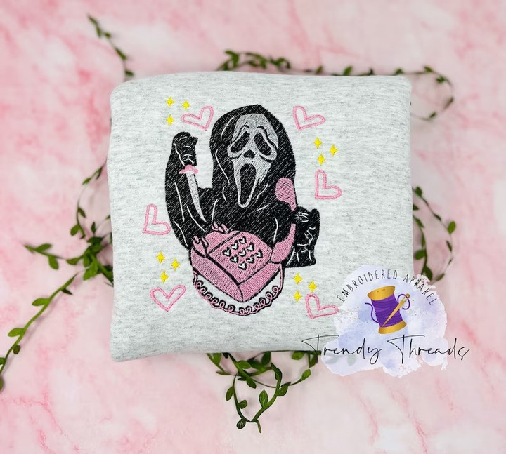 Ghost face Embroidered Sweater