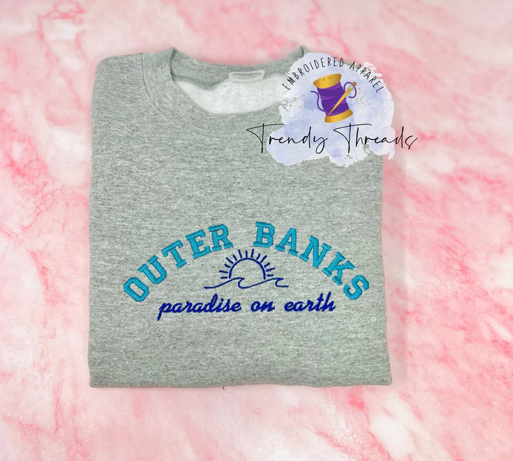 Outer Banks Paradise On Earth Embroidered Sweater