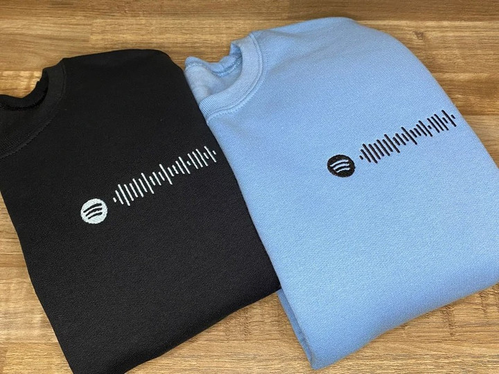 Custom Embroidered Spotify Music Barcode Matching Sweaters