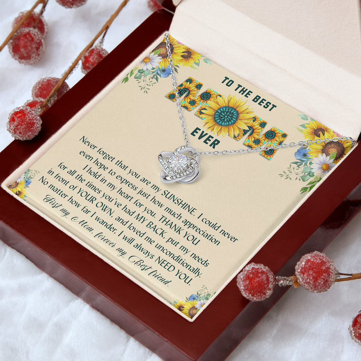 Mother's Day Gift Sunflower with Love Knot necklace