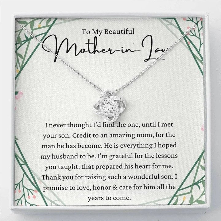 Mother's day gift Beautiful Mother-in-law Thank You Necklace