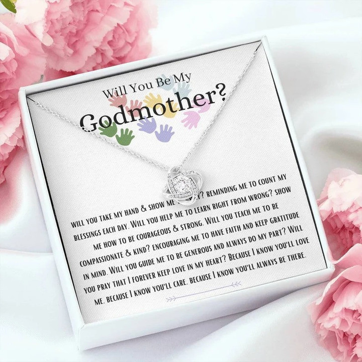 Mother's Day Gift Be My Godmother Love Knot necklace