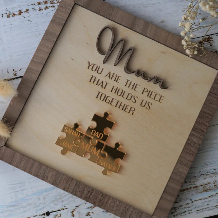 Personalized Mothers Day Gift Mom Puzzles Pieces Name Sign