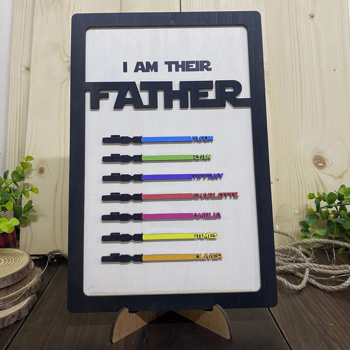 Personalized 1-8 Names I Am Their Father Light Saber Sign Father's Day Gift