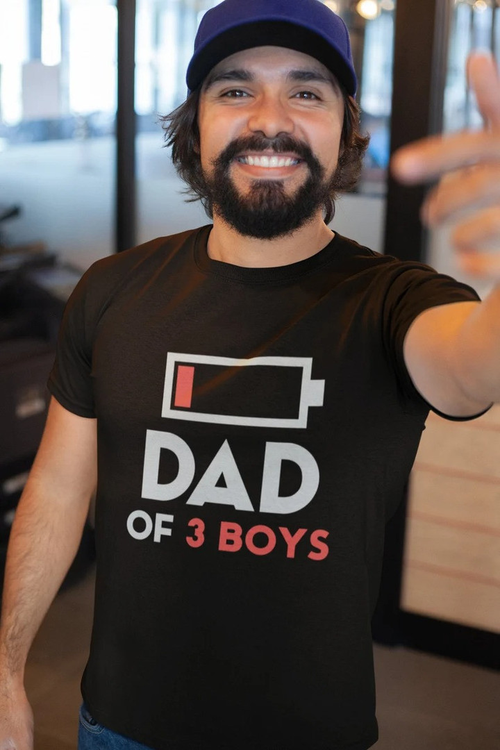 Dad of 3 Boys Funny Fathers Day Shirt, Dad of 3 Boys Shirt Fathers Day Gift