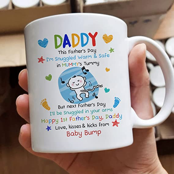 First Fathers Day Mug for New Dad from Kids with Baby Bump