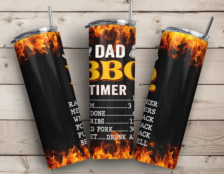 Dad BBQ Time 20oz Skinny Tumbler Fathers Day Tumbler