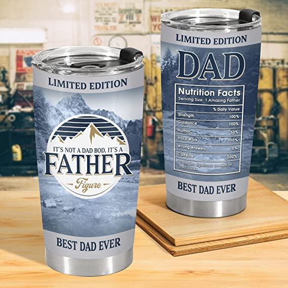 Dad Bod Light Beer Tumbler Stainless Steel- It's Not A Dad Bod It's A Father Figure