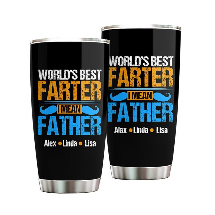 Personalized Grandpa Dad Mug With Kid's Names Best Farter Father Tumbler Gifts