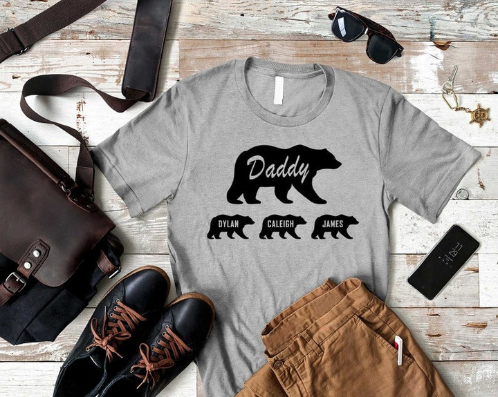 Custom Daddy Bear Shirt With Kid Names, Father's Day Shirt, Personalized Dad Shirt