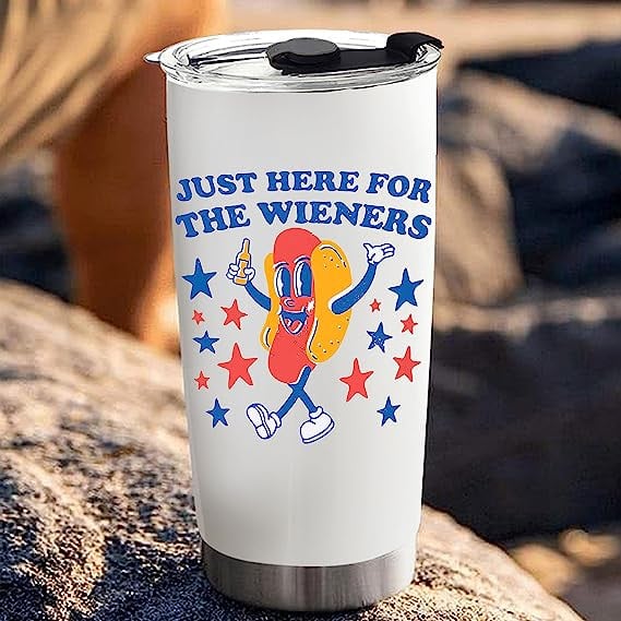 Just Here For The Wieners for 4th of July Tumbler, Funny Hot Dogs Tumbler, Funny Retro 4th of July Tumbler