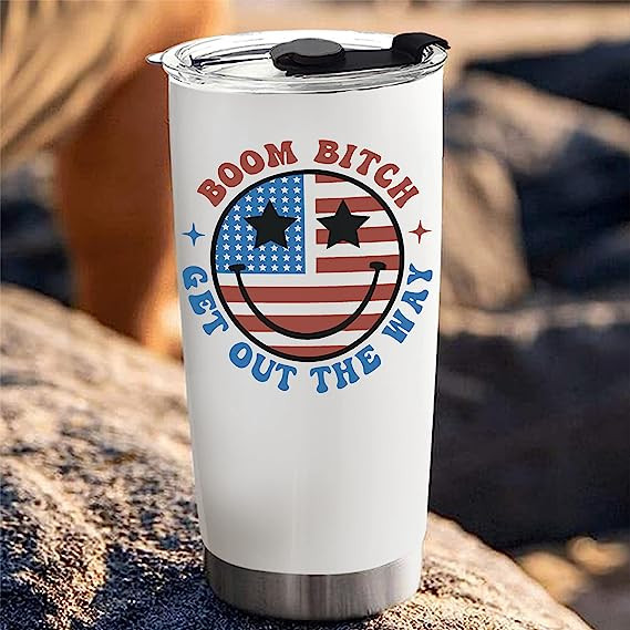 Boom Bitch Get Out The Way Tumbler, Funny 4th of July Tumbler, Independence Day Tumbler, Retro America Tumbler