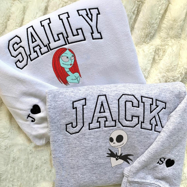Jack and Sally Embroidered With Initials Matching Set