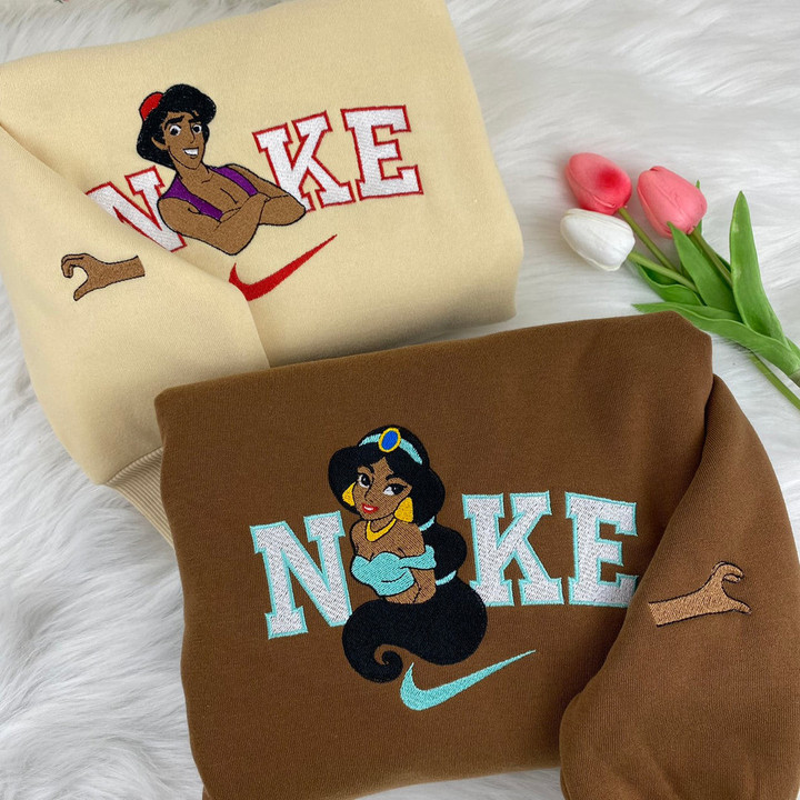 Premium Jasmine & Aladdin (Ver. 2) Embroidered Matching Set Sweatshirt, Hoodie