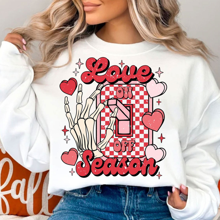 Love Season On Off Valentines Sweater, Skeleton Valentine Sweatshirt