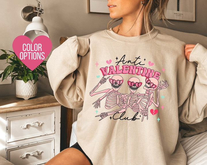 Anti Valentine Club Sweatshirt, Funny Valentines Shirt,Valentines Day Shirt,Valentines Sweatshirt for Women,Trendy Valentines Day Sweatshirt
