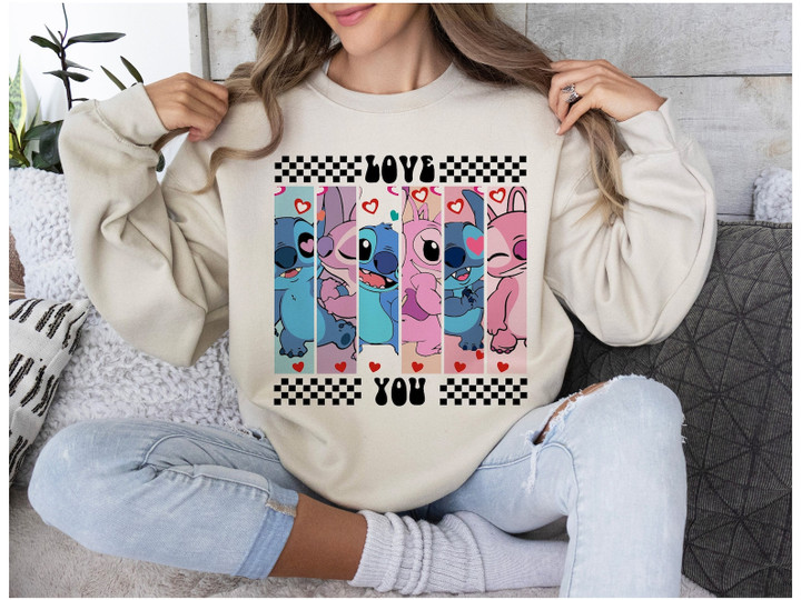 Valentines Love Stitch & Angel Sweatshirt