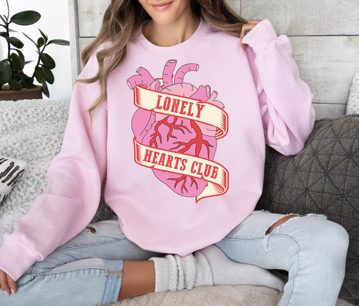 Lonely Hearts Club, Anti Valentines Day Retro Valentine's Day Sweatshirt