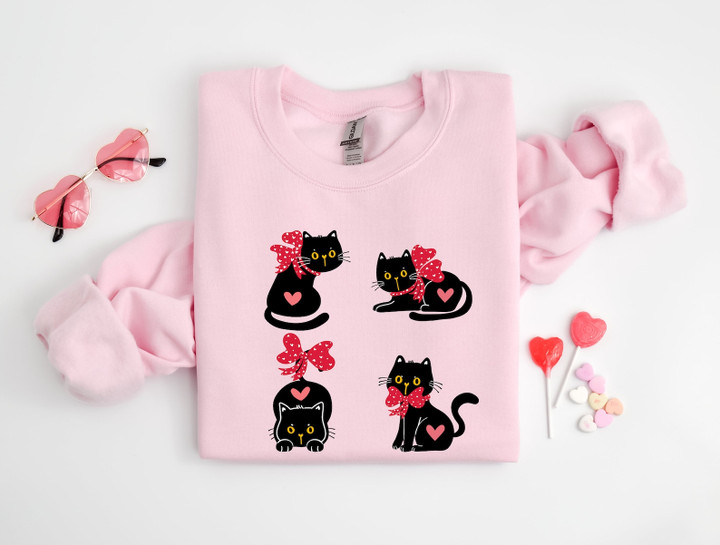 Black Cat Valentine Shirt, Cat Valentines Day, Happy Valentines Day, Cat Mom Valentines Tee