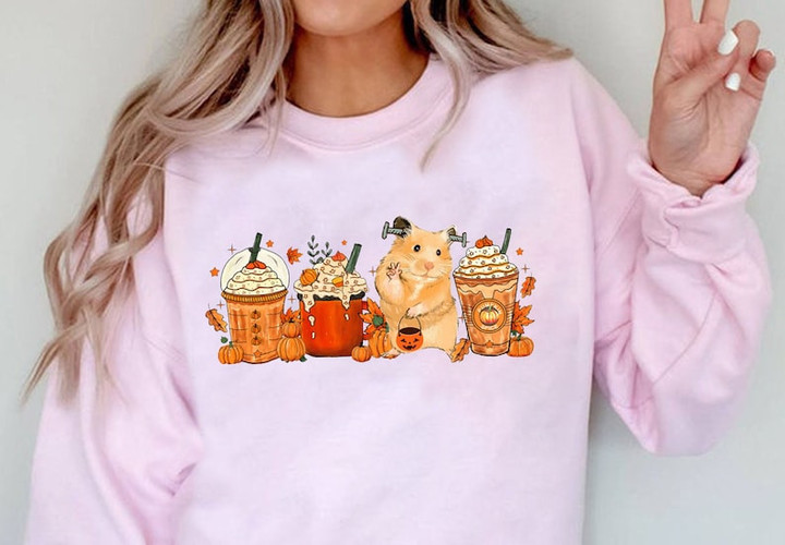 Hamster Spooky Ghost Fall Shirt, Hamster Mom Shirt, Spooky Season, Hamster Halloween Shirt, Coffee Lover Gift, Fall Vibes, Hamster shirt