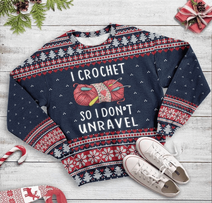 I Crochet So I Don't Unravel Sewing Ugly Christmas Sweater | For Men &amp; Women | Adult | US3162