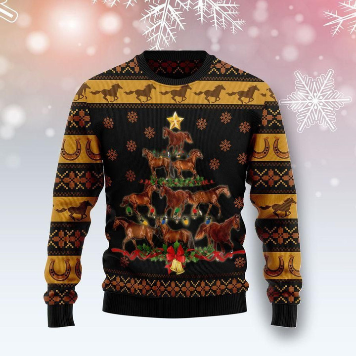Horse Christmas Tree Ugly Christmas Sweater | For Men &amp; Women | Adult | US1555