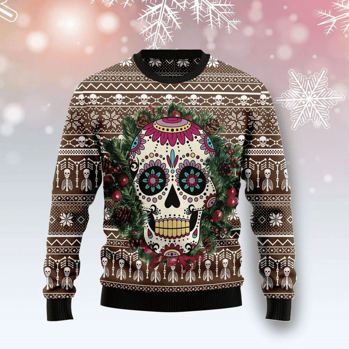 Awesome Sugar Skull Ugly Christmas Sweater | For Men &amp; Women | Adult | US3082