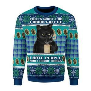 I Hate People Cat Ugly Christmas Sweater | For Men &amp; Women | Adult | US3554