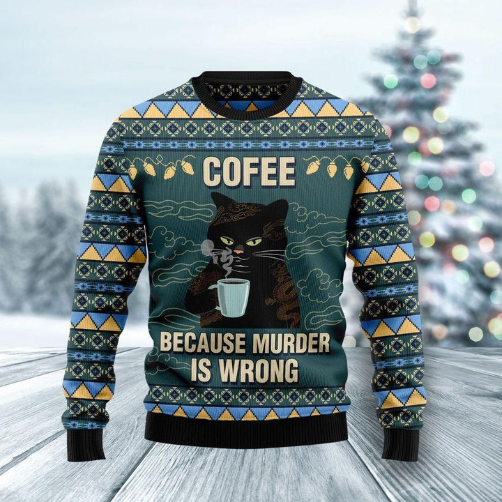 Coffee Cat Ugly Christmas Sweater | For Men &amp; Women | Adult | US1724