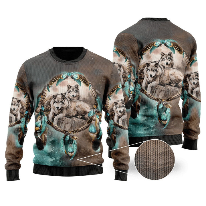Wolf Native American Ugly Christmas Sweater | For Men &amp; Women | Adult | US3891