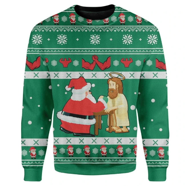 Santa And Jesus Ugly Christmas Sweater | For Men &amp; Women | Adult | US1330