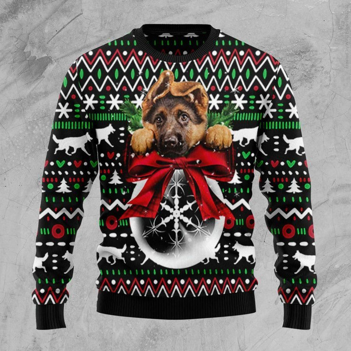 German Shepherd Dog Xmas Ball Ugly Christmas Sweater | For Men &amp; Women | Adult | US1812