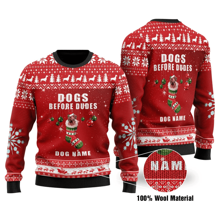 Dogs Before Dudes Ugly Christmas Sweater | For Men &amp; Women | Adult | US1673