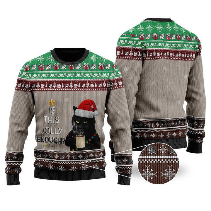 Jolly With Coffee Ugly Christmas Sweater | For Men &amp; Women | Adult | US1270