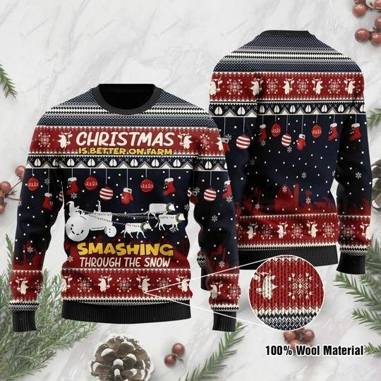 Christmas Is Better On Farm Ugly Christmas Sweater | For Men &amp; Women | Adult | US1206
