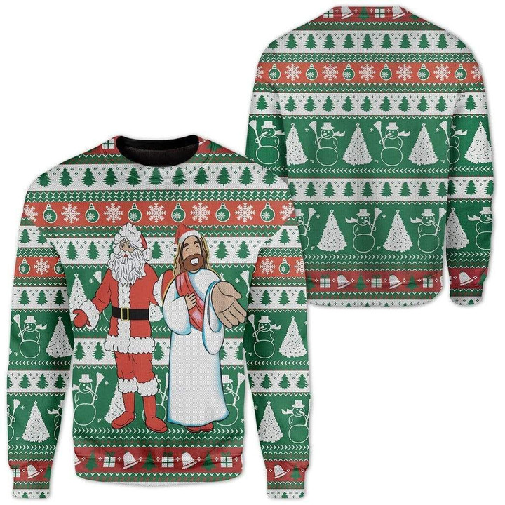 Santa And Jesus Ugly Christmas Sweater | For Men &amp; Women | Adult | US3237