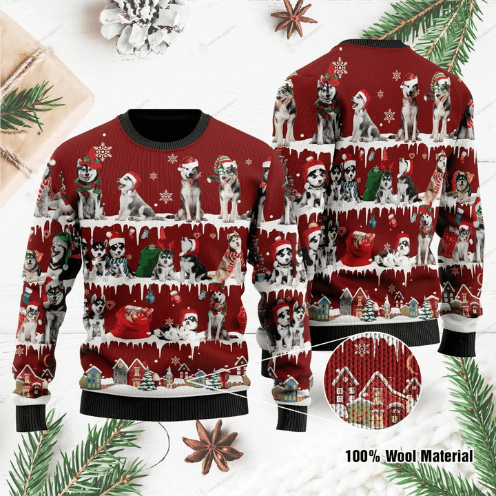 For Husky Lovers Ugly Christmas Sweater | For Men &amp; Women | Adult | US1044