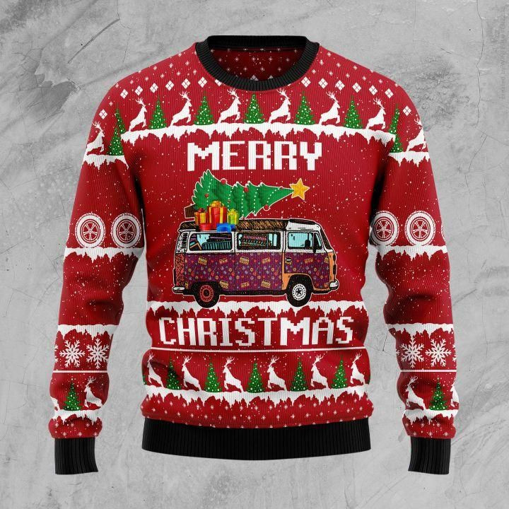 Hippie Car Ugly Christmas Sweater | For Men &amp; Women | Adult | US1462