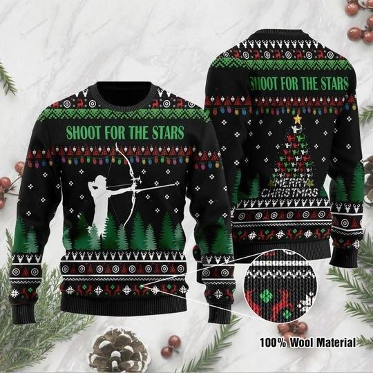 Shoot For The Stars Huting Ugly Christmas Sweater | For Men &amp; Women | Adult | US1102